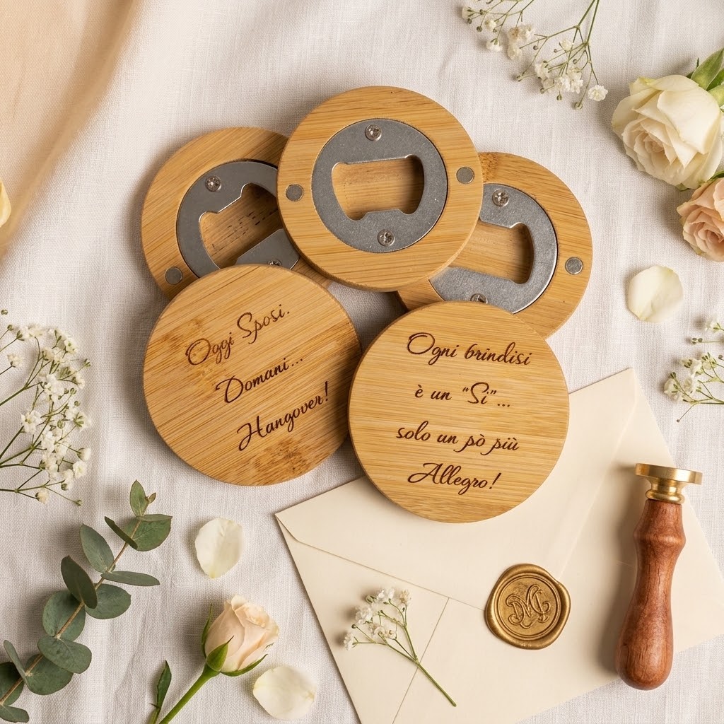 Kit 50 apribottiglie segnaposto personalizzati